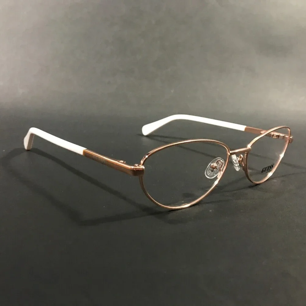 Guess Eyeglasses Frames GU8238 028 White Pink Rose Gold Round Cat Eye 55-16-140
